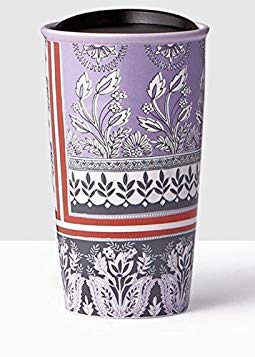 Starbucks Floral Print Double Wall Traveler Coffee Mug Tumbler 12 Ounce