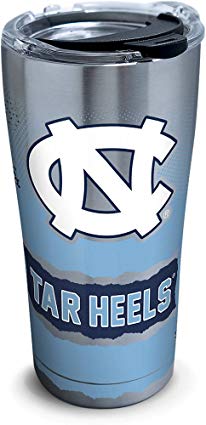 Tervis 1269204 North Carolina Tar Heels Knockout Stainless Steel Tumbler with Clear and Black Hammer Lid 20oz, Silver