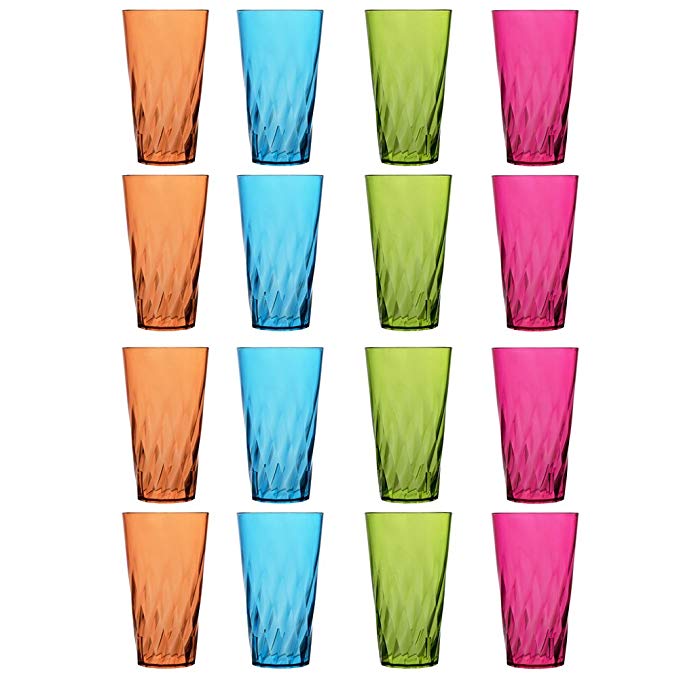 Palmetto 20-ounce Plastic Tumblers | set of 16 in 4 Assorted Colors