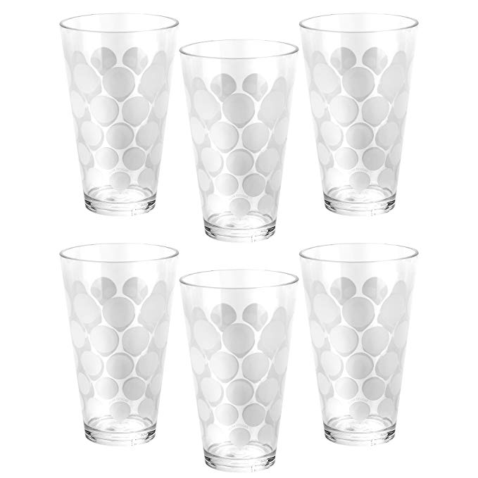 Zak Designs 2328-0070-ISET Dot Plastic Tumblers, Clear|White